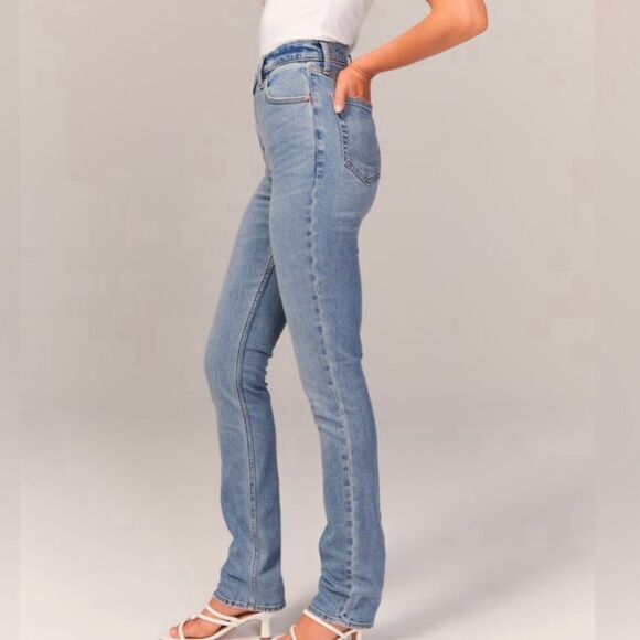 Abercrombie & Fitch Light Blue Straight Leg Jeans - Picture 2 of 7